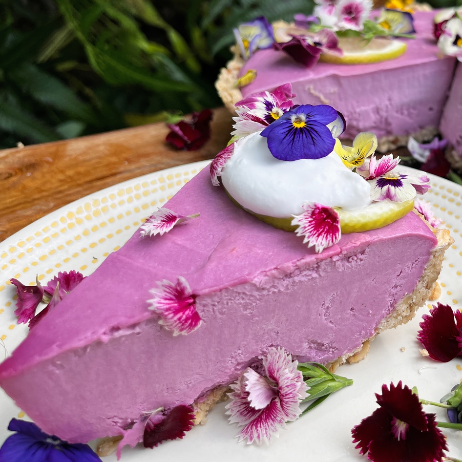 Vegan&nbsp;Lemon Ube Cheesecake